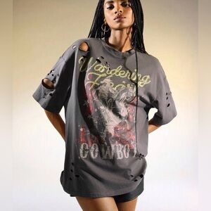 Western Wear Distressed Cowboy T Shirt